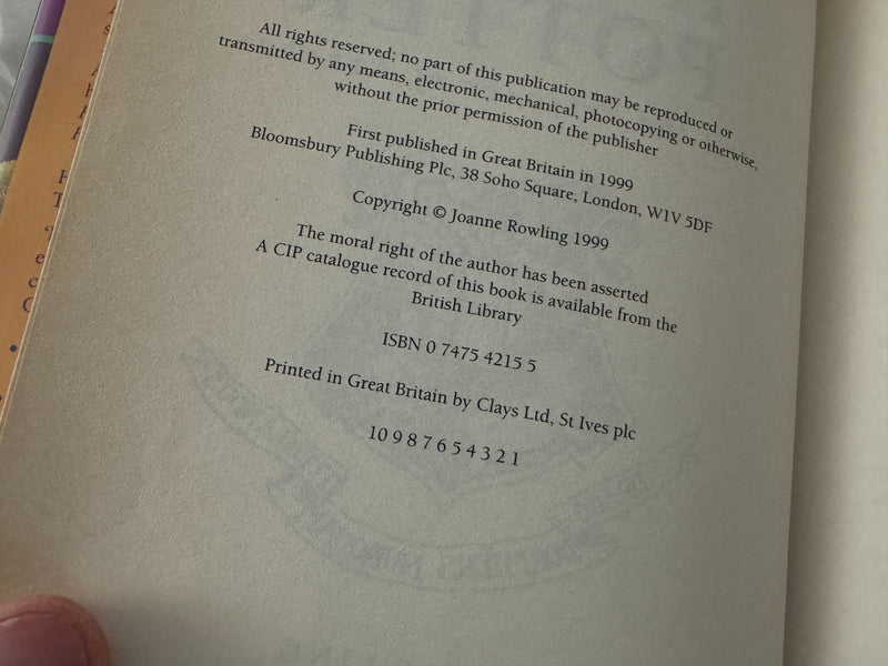 Harry Potter and the Prisoner of Azkaban (First Edition, First Print, First State)